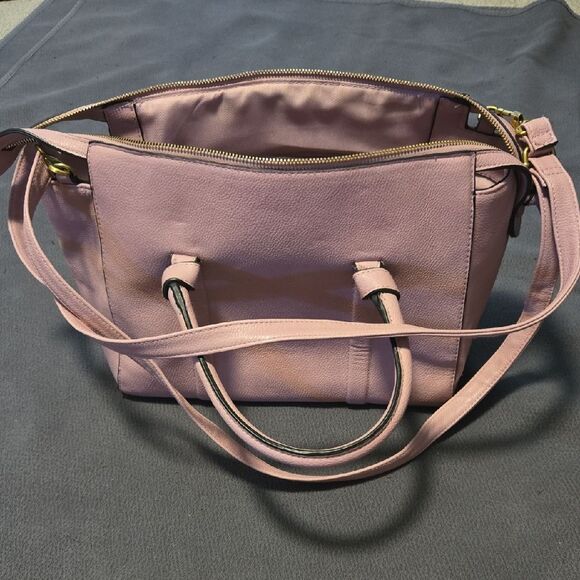 Merona Handbags - Merona Pink Shoulder Bag with Structured Design and Metal Accents